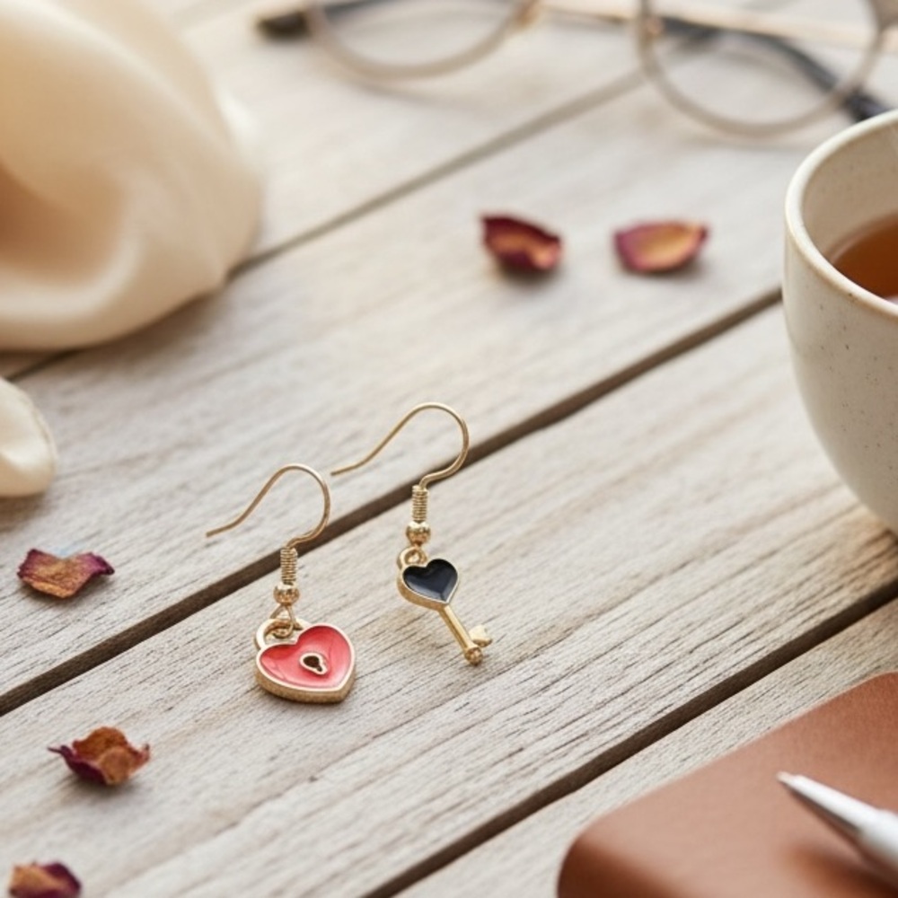 Lock & Key Earrings - Picture 2 of 5